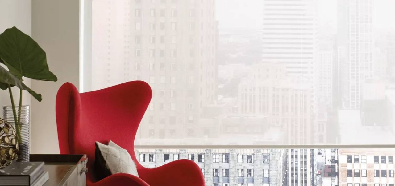 Hunter Douglas Solar Shades in an Apartment Window near Seattle, Washington (WA)